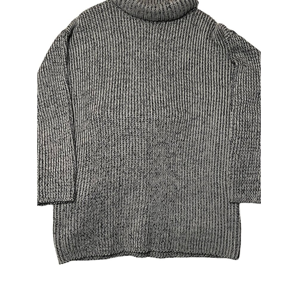 Chunky Knit Turtleneck Sweater By Together! Size L Black & White Wool Blend Cozy